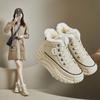 Sneakers Alte da Donna Invernali Foderate in Pelliccia Stivali da Neve Foderati in Pile da Esterno Stivaletti Casual Caldi Stivaletti Corti in Pelle Sintetica per Donna