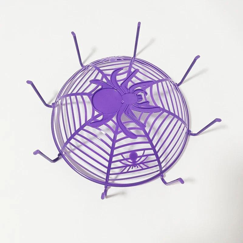 Cestino di caramelle di Halloween Nero Arancione Ragnatela Ciotola di biscotti Cesto di imballaggio Piatto di frutta Decorazione dolcetto o scherzetto Halloween