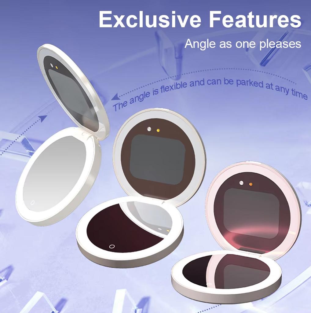 Sonnencreme UV-Spiegel Smart Tragbar Kompakt Handheld Mini Make-up Schminkspiegel Beauty Tasche Kosmetik Reise Aufhellungslicht Zuhause Art Deco