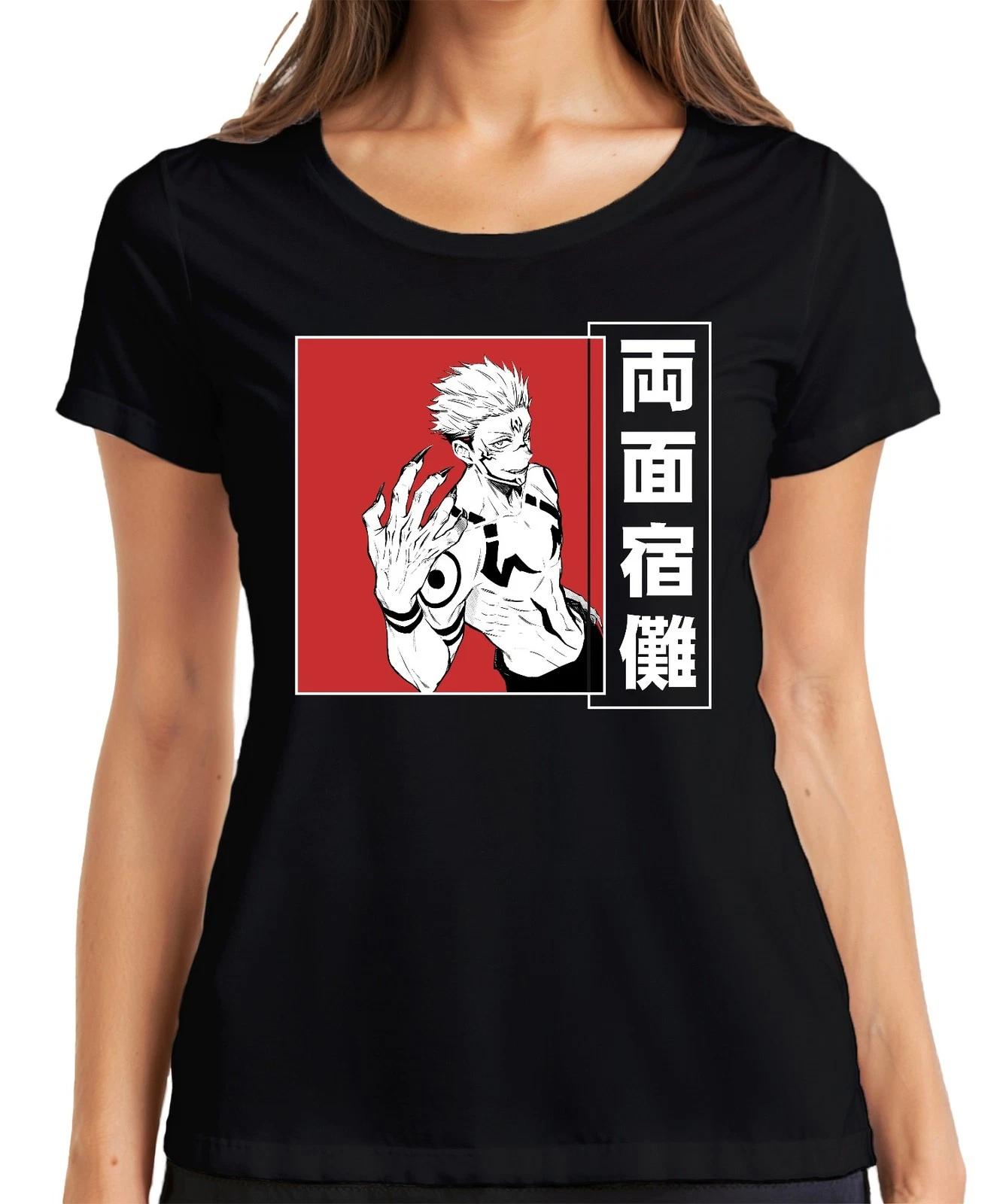 Ryomen Sukuna Jujutsu Kaisen Dämon Manga Anime Ästhetik düster rot Damen T-Shirt L