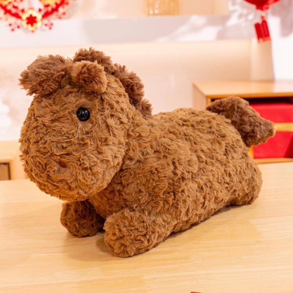 Fluffy Horse Plush Toys Soft Zodiac Pony Doll New Year Mascot Cartoon Horse Doll  Children Gift