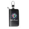 Car Case Keys Pouch Carbon Fiber Fabric Keychain Bag For Alfa Romeo STELVIO Giulia 159 Giulietta 147 Mito 156 MTO Sportiva Car zk7