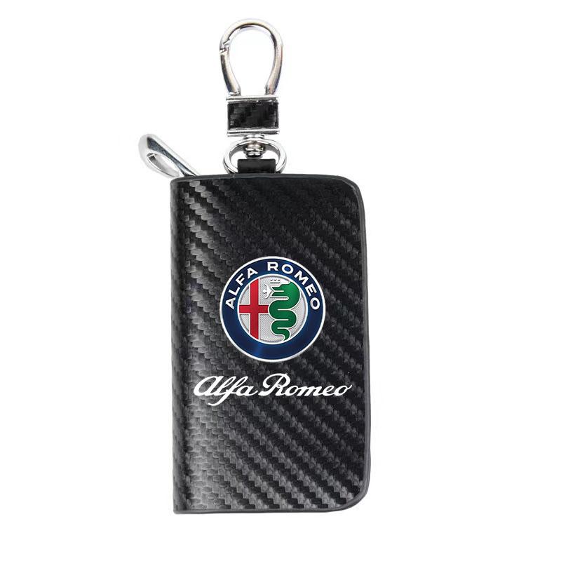 

Carbon Filber Car Key Case Keys Full Cover Protection Shell Bag For Alfa Romeo giulietta 159 mito giulia stelvio 147 Accessories