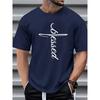 Cotton Summer Men's Fashionable Faith Blessed Letter Printed Round Neck Short Sleeved T-shirt Top