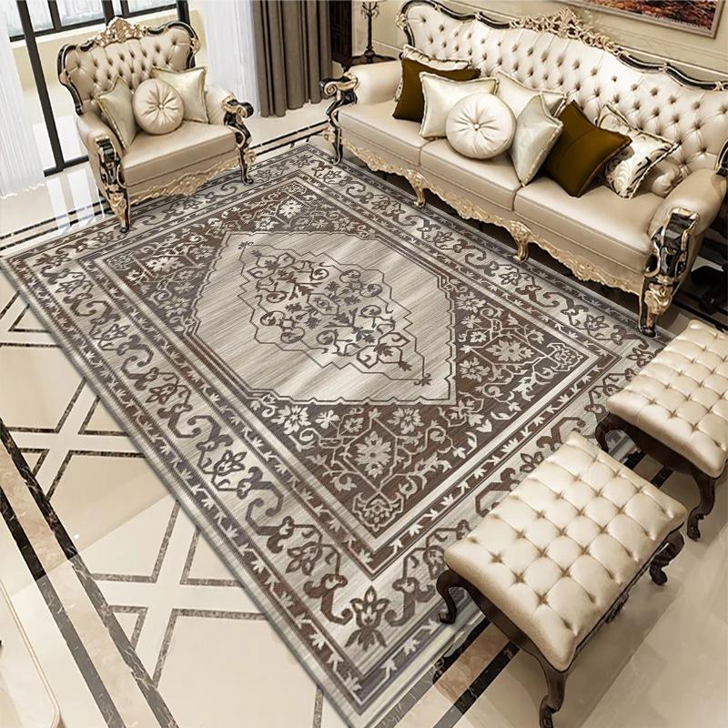 Retro Europeisk Stil Stue Stort Teppe Soverom Full Sengekant Husholdnings Kaffebord Sofa Gulvmatte Persisk Maskinvaskbar
