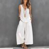 Solid Color Women's V-Neck Sleeveless Vest & Two-Piece Set for Cross-Border E-commerce.