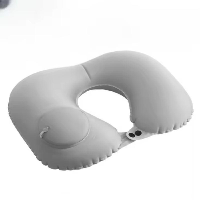1pc U-shaped Inflatable Travel Pillow Portable Push-type Support Cushion Travel Outdoor Folding  Neck Pillow Throw Pillow