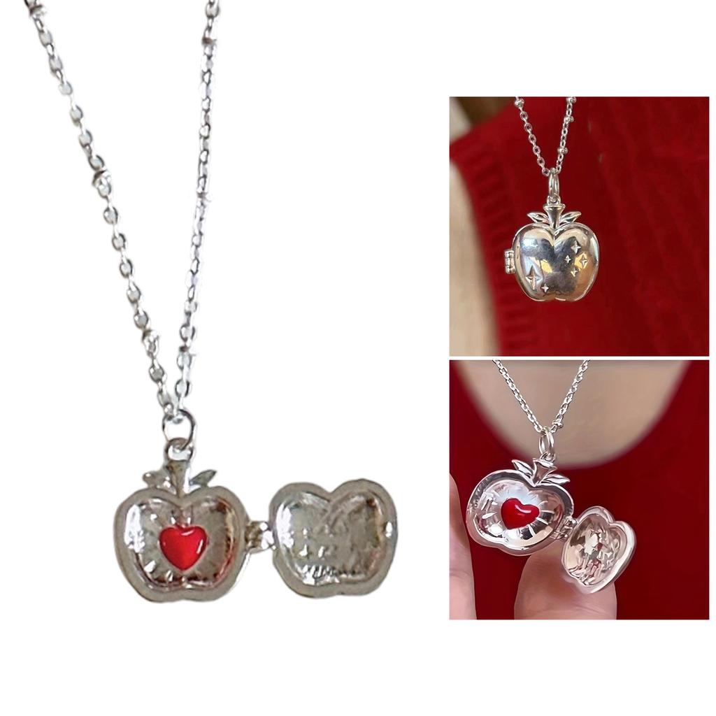 Stylish Openable Apples Pendant Necklace With Hide Compartment Convenient for Keepsakes Jewelry Statement Pieces