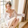 neat and for size boyfriend shirt [LIKENNY] See-through shirt, T-back, 2-piece set, transparent, women, sexy, cute, pajamas, blouse, cosplay, play,