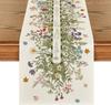 Spring Wildflowers Daisy Flower Linen Table Runner Holiday Party Decor Reusable Kitchen Dining Table Runner Wedding Decorations
