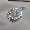 Rainbow Moonstone Pendant 925 Sterling Silver Moon Design Necklace June Birthstone Crystal Jewelry Gift
