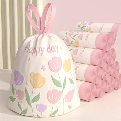 Printed Thickened Portable Garbage Bag Cartoon Home Kitchen Bathroom Disposable Drawstring Garbage Bag