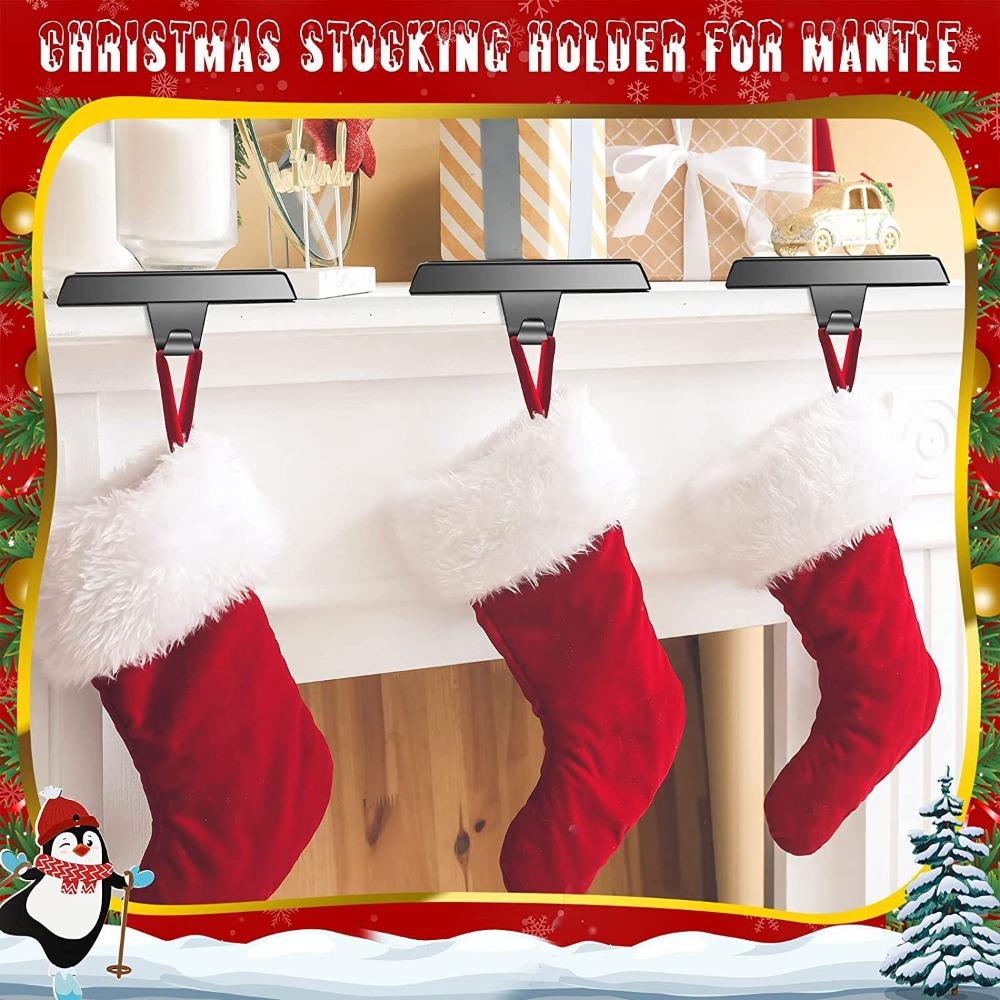 2pcs Non-Slip Christmas Stocking Holder Rectangular Fireplace Hook Christmas Stocking Hanger  Table