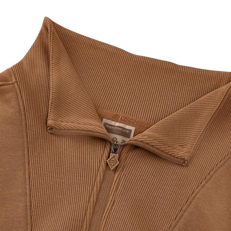 Skechers Gostretch Freedom Series Half-Zip Comfortable Solid Color Loose Half-Placket Sweatshirt Women sweatshirt Brown P424W188-01J0