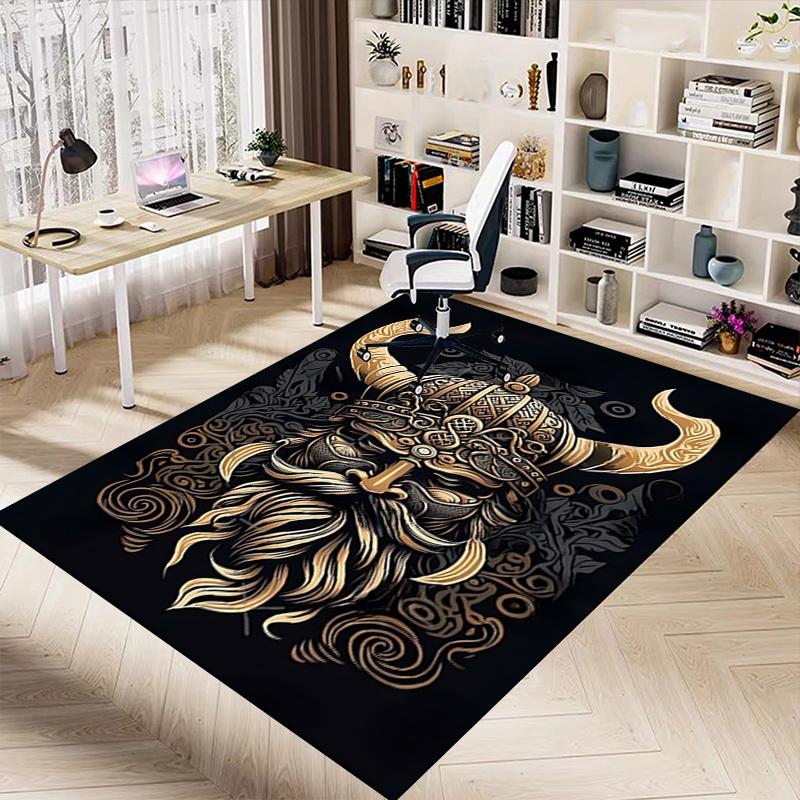 1pc Viking Helmet Carpet Anti Slip Polyester Floor Mat for office,Bedroom