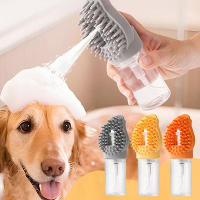 Dog Bath Brush with Soap Dispenser Non-Slip Handle Ultra-Soft Silicone Bristles Built-in Shampoo Dispenser Pet Brush
