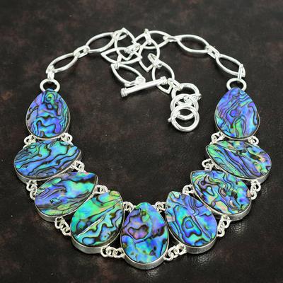 Abalone Shell Necklace 925 Sterling Silver Necklace Handmade Jewelry Adjustable Chain Necklace Abalone Shell Gemstone Jewelry Gifts for Mom