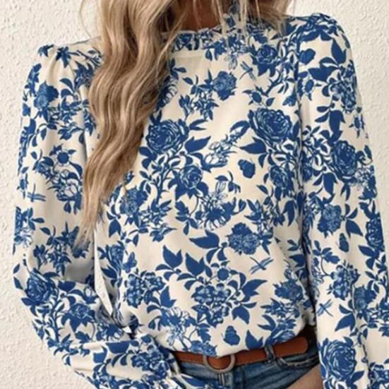 Lässige Bluse mit Spitzenbesatz, Arbeitskleidung, bequem, schönes weibliches Büro-Damenhemd, bedrucktes Top, Streetwear