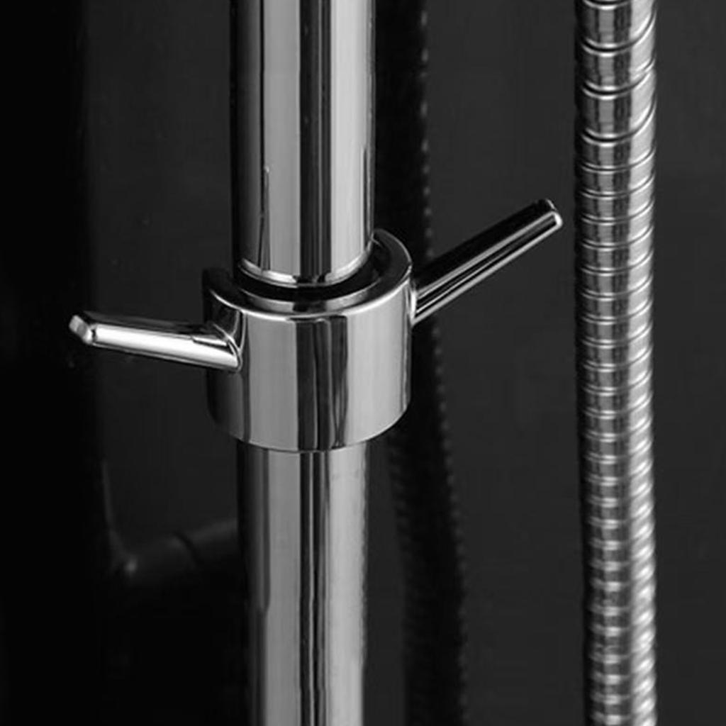 Upgrades 2pcs Shower Rod Hook Set Easy Install Not Drill Required Space Saving Shower Head Holder for Towels & Loofahs