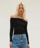 Beoteunseoul [Womens] Wool Blend Soft Stretch Off-Shoulder Long Sleeve Knit (3 Colors)