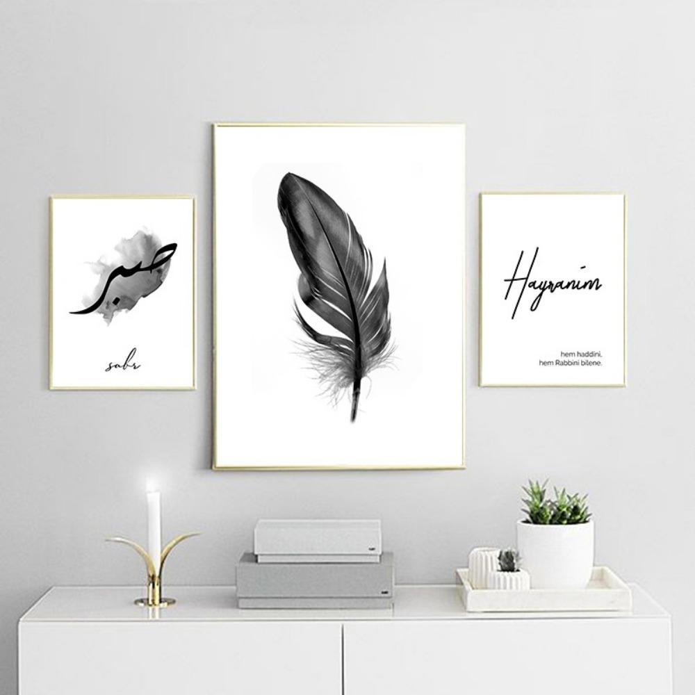 Schwarz-Weiß-Kunst-Leinwand-Malerei, ungerahmt, Buchstaben, Stift, Feder, bedruckt, Wandkunst, Bilder, Wohnzimmer-Dekor, Wohnkultur, Leinwandkunst, ohne Rahmen