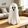 Ghost Shaped Light Decor Ceramic Hollow Night Light Cute Halloween LED Glow White Figurine Lamp Ceramics for Holiday Party Decoration Desktop