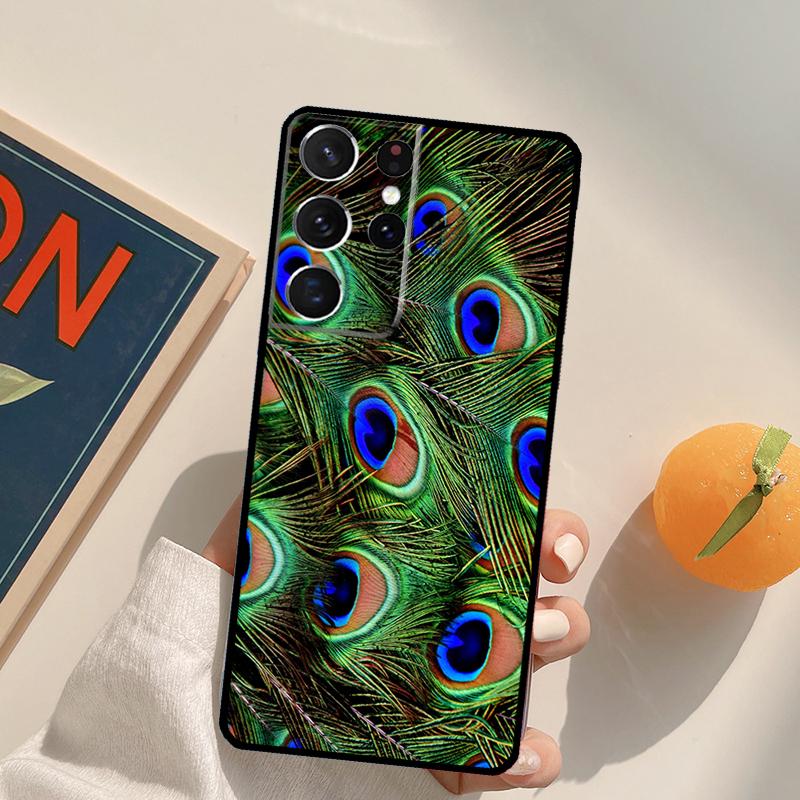 Pfauenfedern Handyhülle Für Samsung Galaxy S25 S26 Ultra S20 S21 S22 S23 S24 Plus S10 S25 FE Rückseite