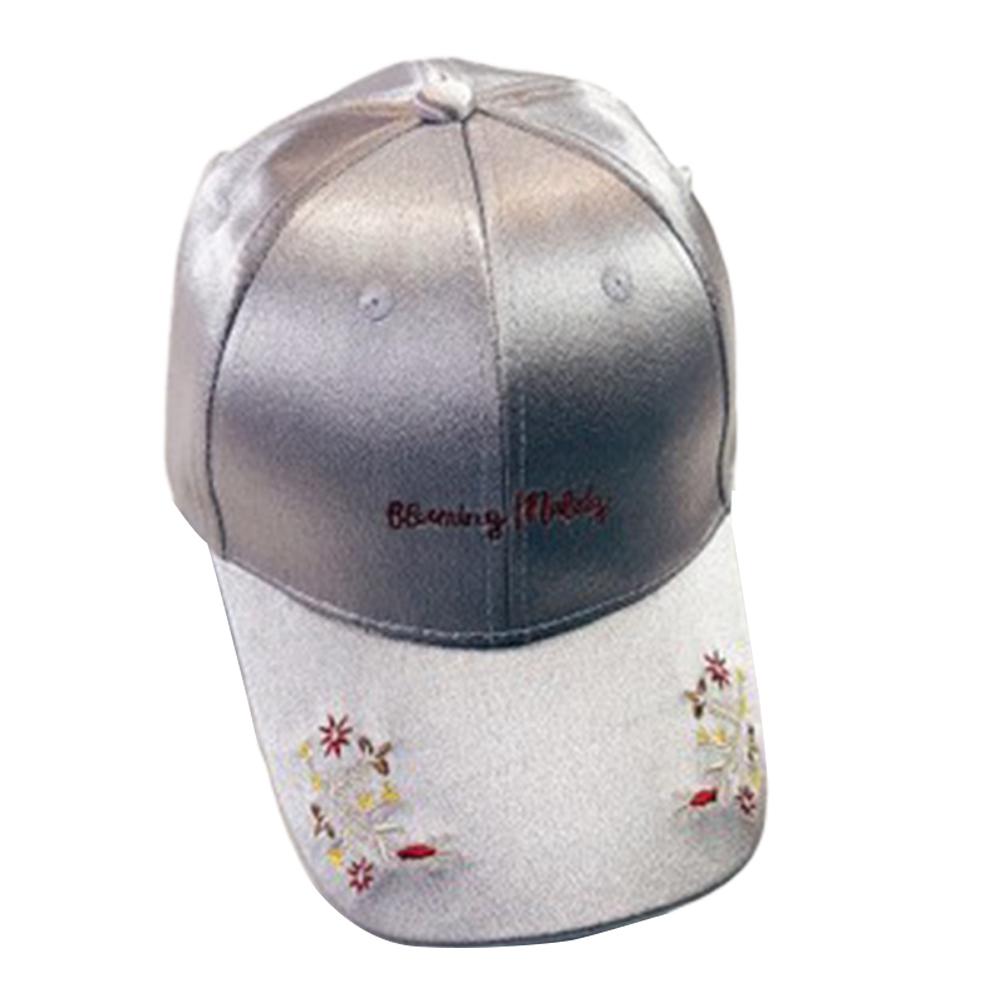

1 Piece Of Women S Baseball Cap Top Fashion Flower Embroidered Bow-knot Shade Baseball Hat gray #1