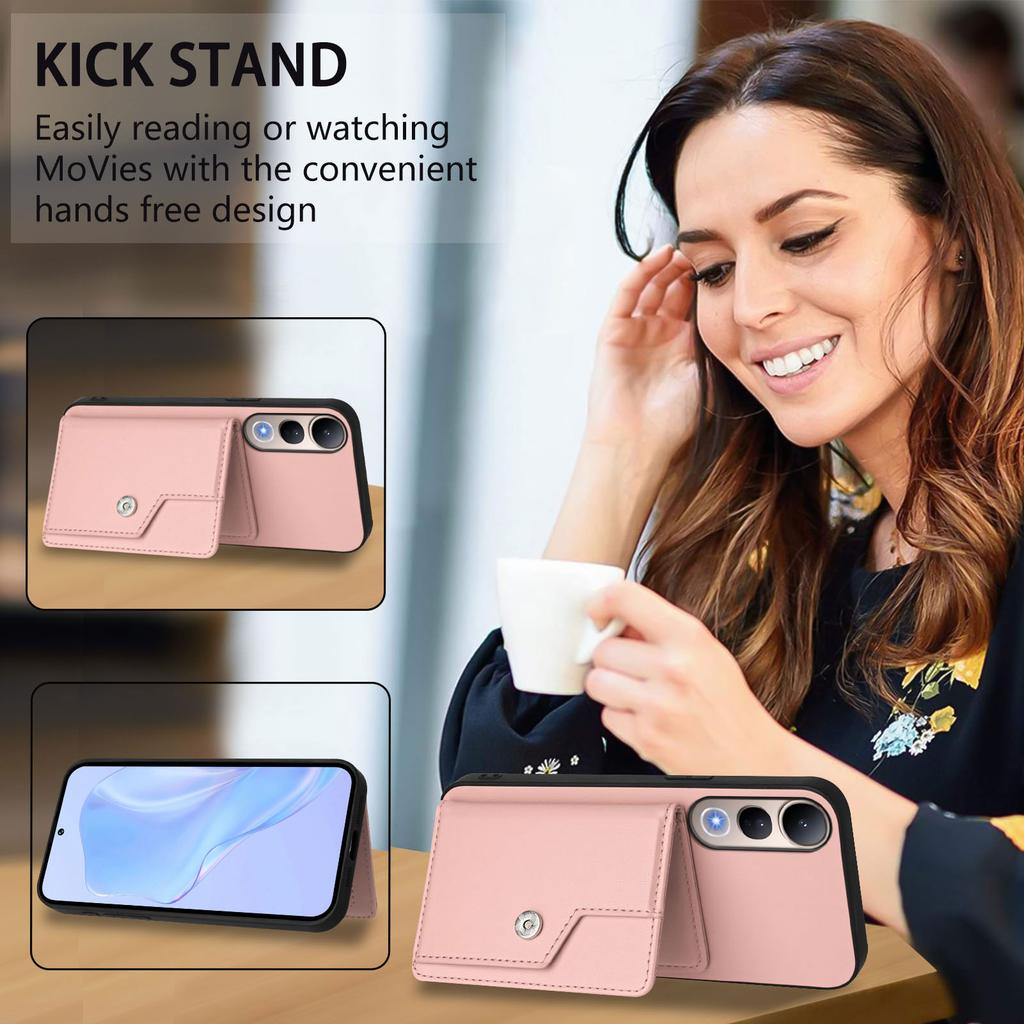 For Vivo V50 Lite 5G Case RFID Blocking Card Holder Kickstand TPU + PU Leather Phone Back Cover