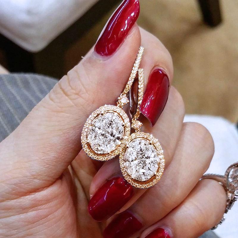 Huitan Classic Gorgeous Drop Earring Zinc Alloy Color with Shine Oval CZ Stone Wedding Bridal Earring Party Anniversary Gift Earring