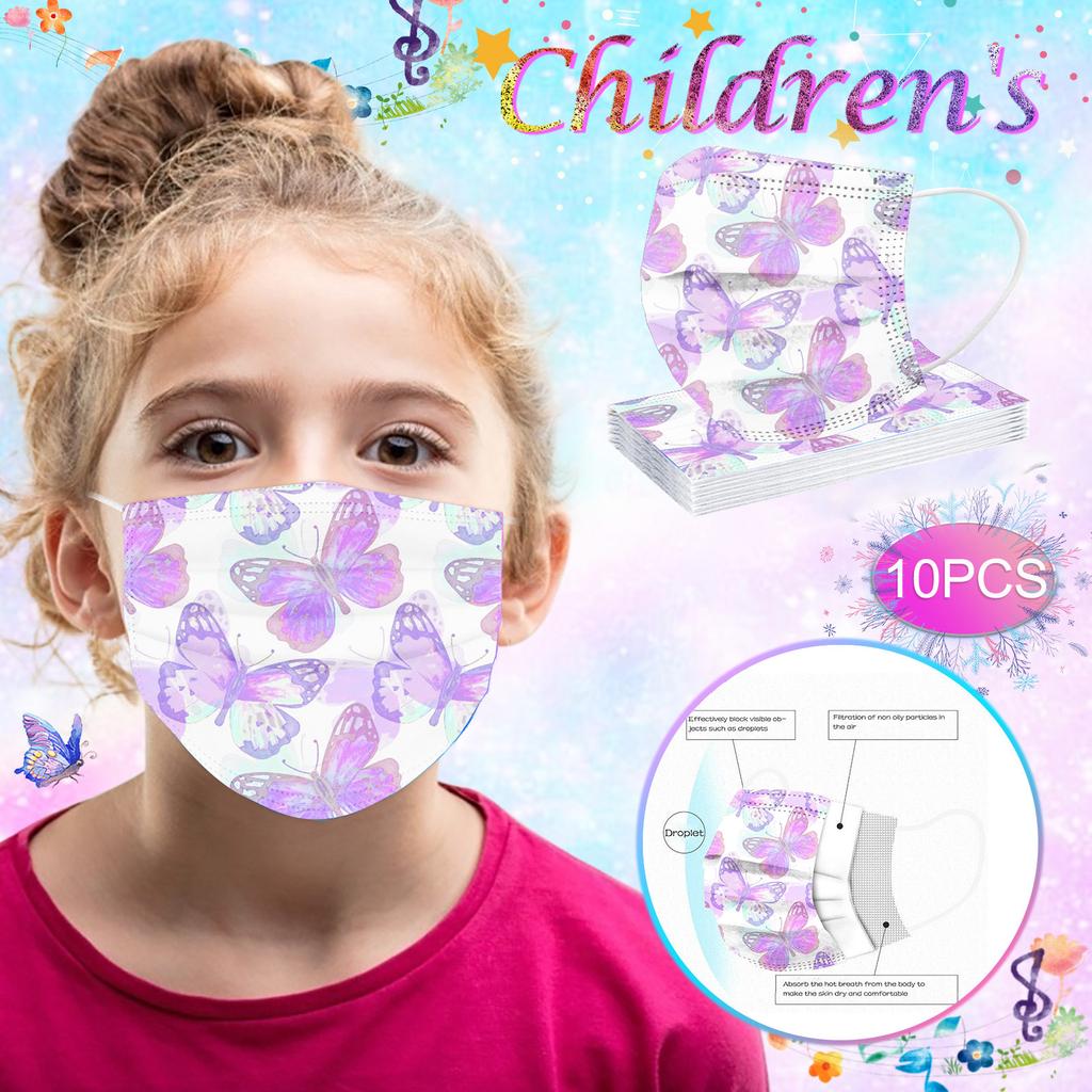 10PC Children's Tie-dyed Disposable Industrial Three Layer Face Mask
