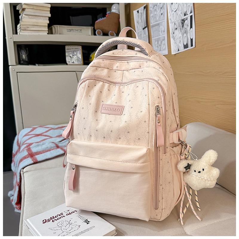 Fresh and Simple Chinese Schoolbag Women's High-value Star Printing Campus Backpack Large-capacity Travel Backpack