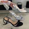Fashion Fashion Round Toe Footwear Ladies Thin Heels Sandals Shoes Luxury Female Butterfly-Knot Elegant Women Heeled Sandals Shoes