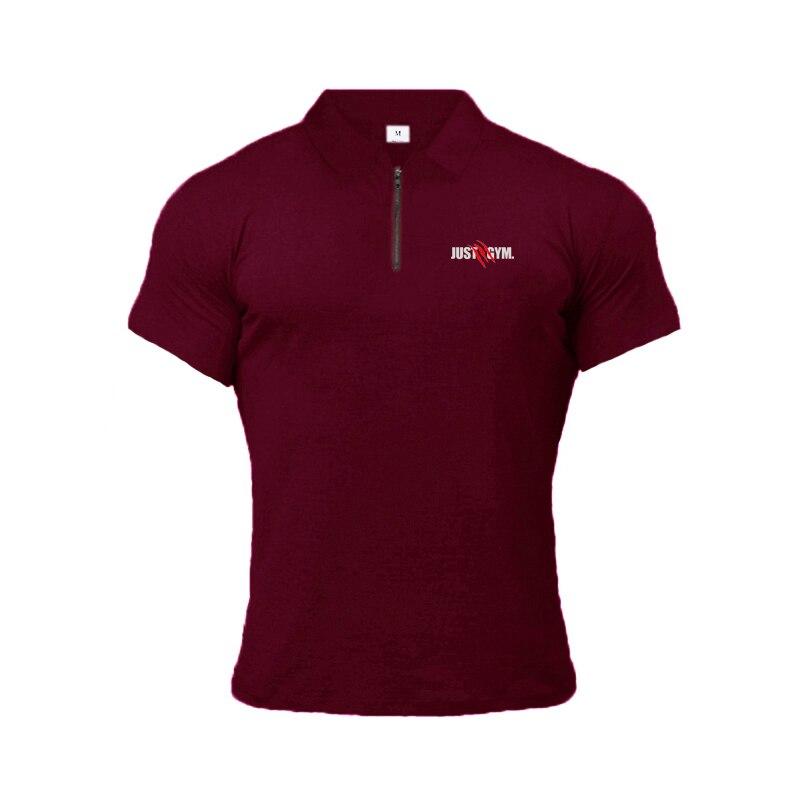 Muscleguys Polo slim in cotone da uomo con stampa zip stile europeo e americano alla moda con t-shirt slim fitness a maniche corte