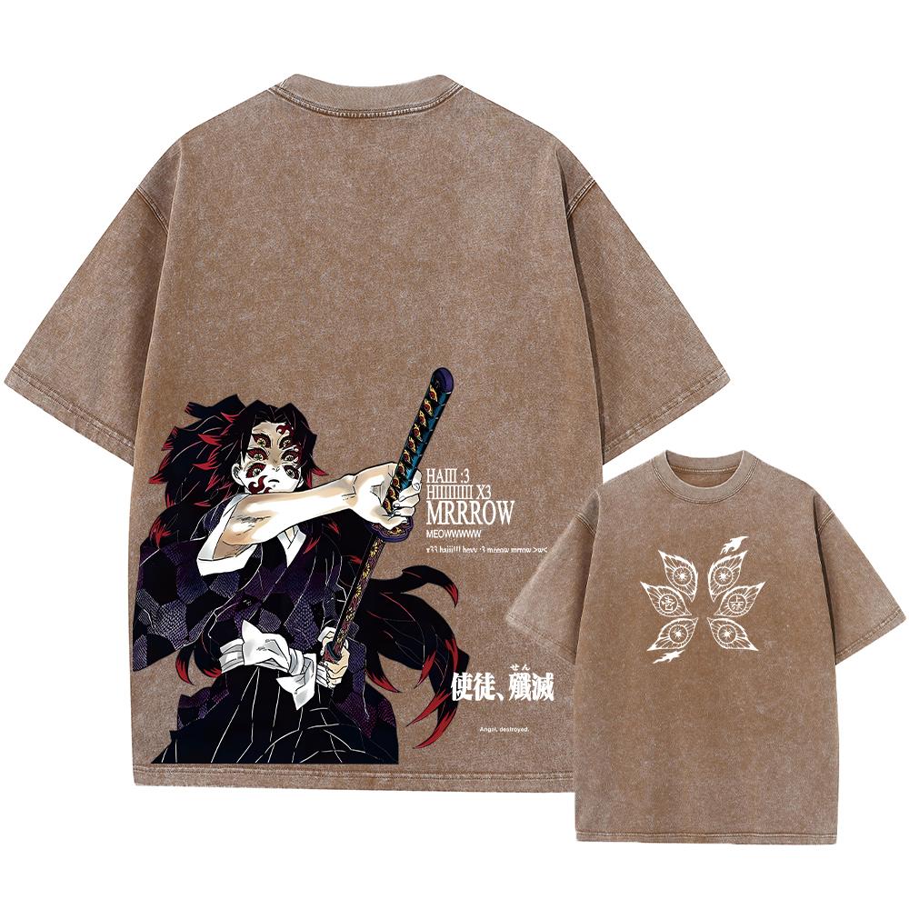 

Футболка с принтом «Стираная» Аниме «Убийца демонов» Хлопковая мужская винтажная футболка с рисунком Футболка в уличном стиле Футболки Одежда M