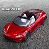 1/24 Tesla Roadster Convertible Alloy Sports Car Model Diecast Metal Toy Concept Car Model Simulation Sound and Light Kids Gift