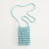 Fashion Vibrant Colorful Knitting Phone Bag Lightweight Hollow Design Beach Purse Portable Small Shoulder Bag Beach Travel