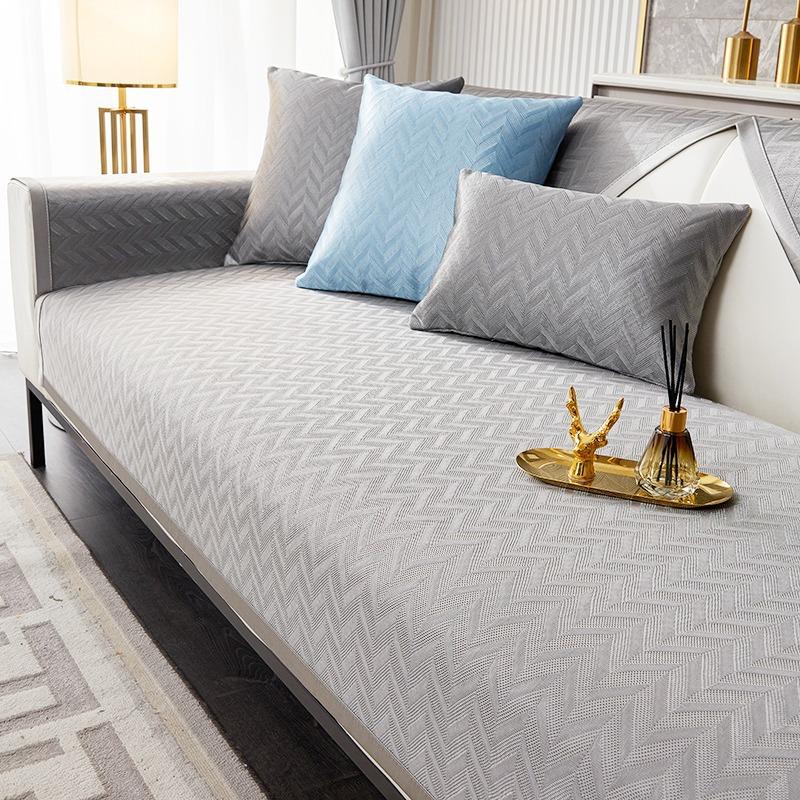 

Подушка для дивана из ледяного шелка, универсальная летняя тонкая, легкая, роскошная летняя подушка для коврика, нескользящая бежевая кожаная ткань для чехла на диван 70*70cm