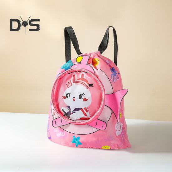 Kids Swim Bag Cartoon Printed Drawstring Backpack Lightweight Beach Swimming Pool Gym Bag Waterproof Sports Storage Pouch