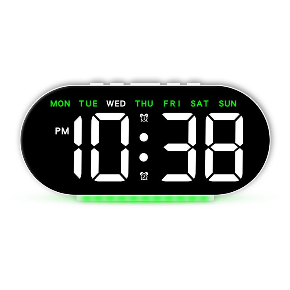 Minimalist Design LED Electronic Clock Large Screen Ambient Light Clock  Indoor Use green light