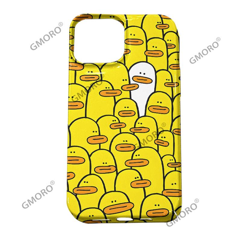 Independent Station Popular Full Screen Cartoon Little Yellow Duck Suitable for Apple 16pro Film Mobile Phone Case 17 Large Hole Protective Case