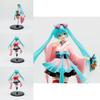 Hatsune Miku Pvc Model Ornament With Traditional Kimono For Home And Office Display