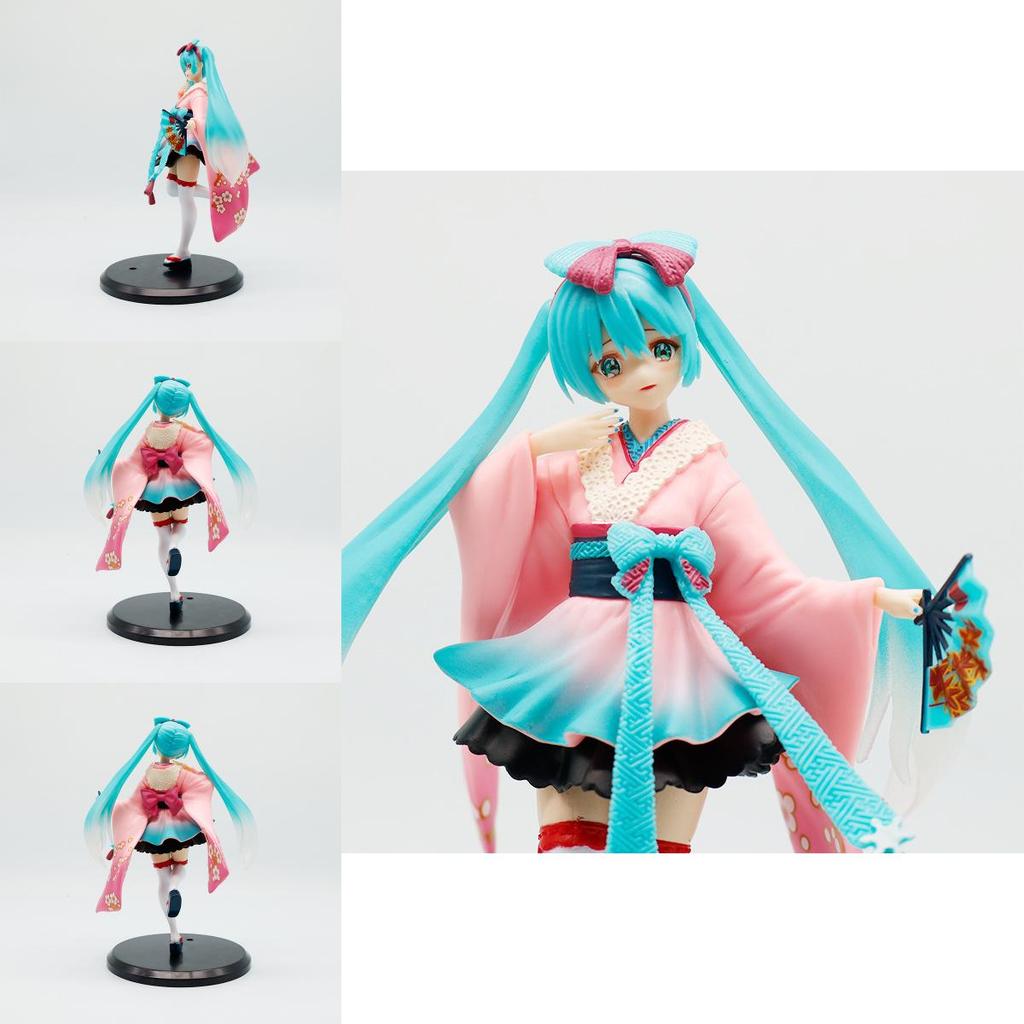 Hatsune Miku Pvc Model Ornament With Traditional Kimono For Home And Office Display