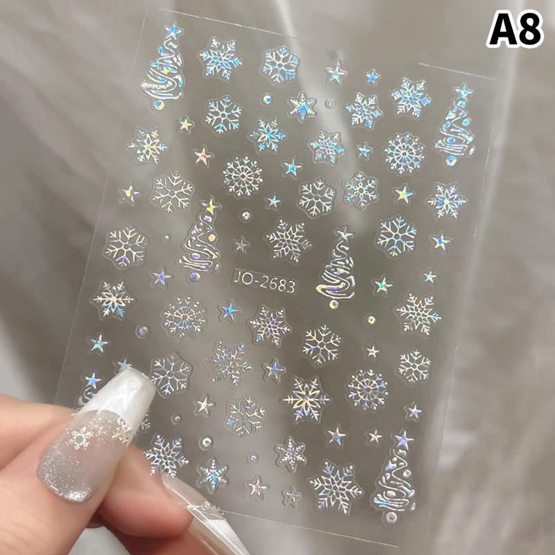 1 Sheet Christmas White Snowflakes Nail Stickers Snowflake Nail Decal Snowflake Xmas Slider