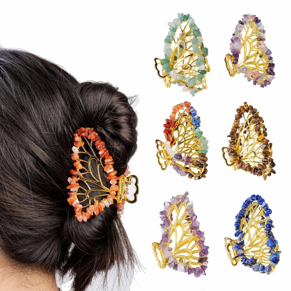 Crushed Stone Hair Clip Non-slip Butterfly Crystal Hairpin Elegant Hair Claw  Party