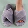 Ladies, Cross Straps, Plush Slippers, Indoor, Warm Cotton Shoes, Thick, Open Toed, Plush Slippers