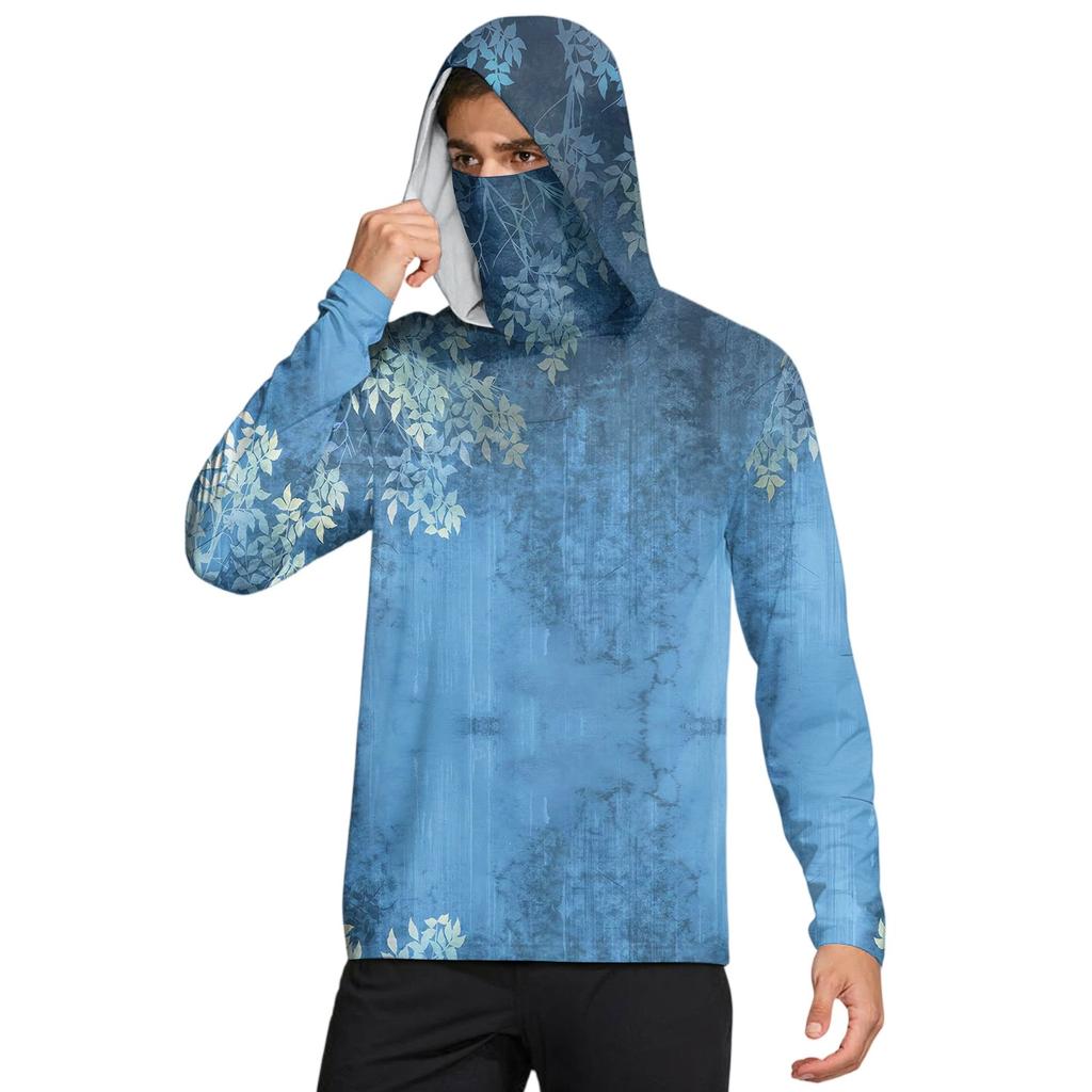 Men's Shirt With Mask Lightweight Long Sleeve Hooded Hiking Fishing Performance