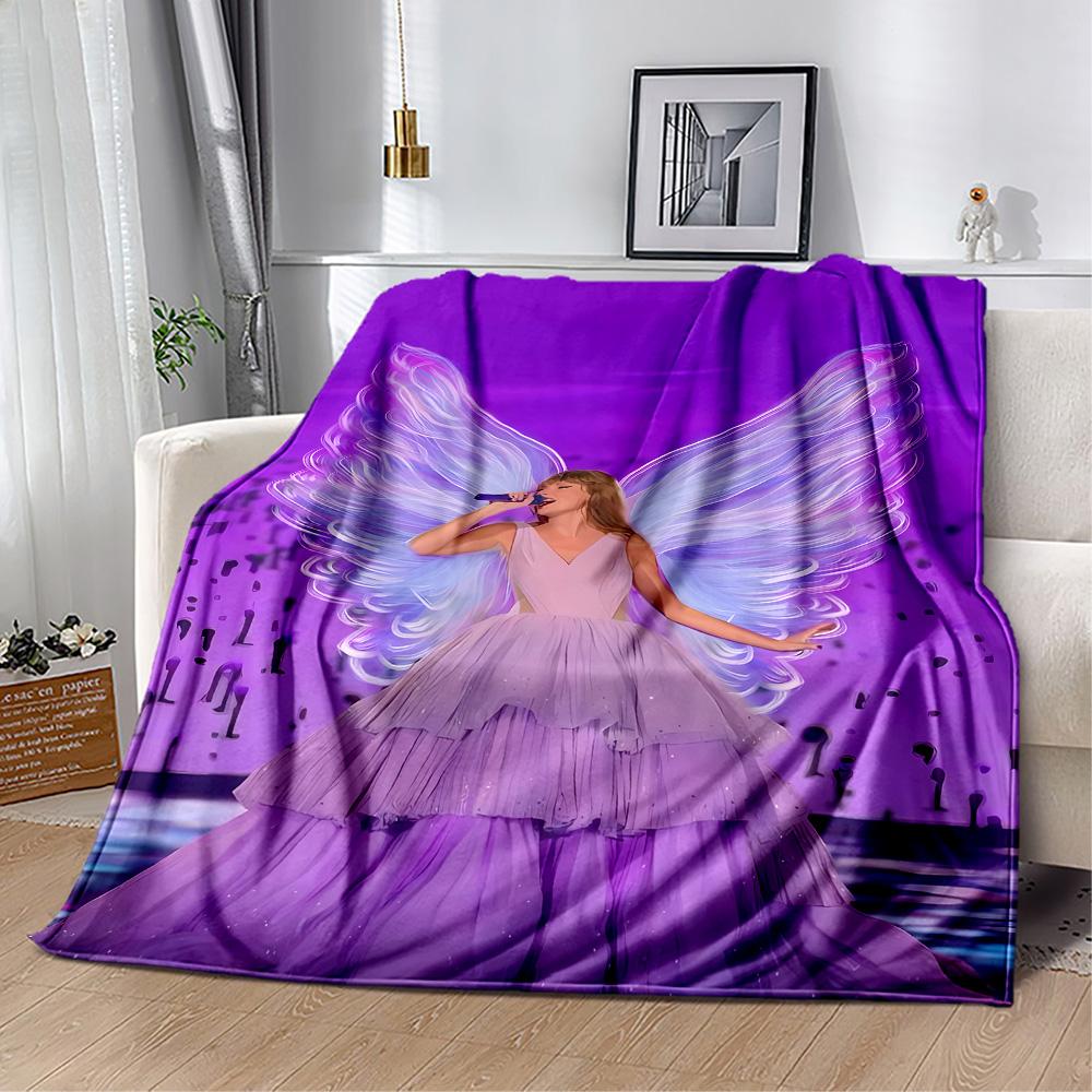 Angel In Purple Gown Flannel Blanket-Soft and Suitable for Sofas,Beds,Offices,Travel,All Seasons,Great Gift for Holidays and Birthdays.