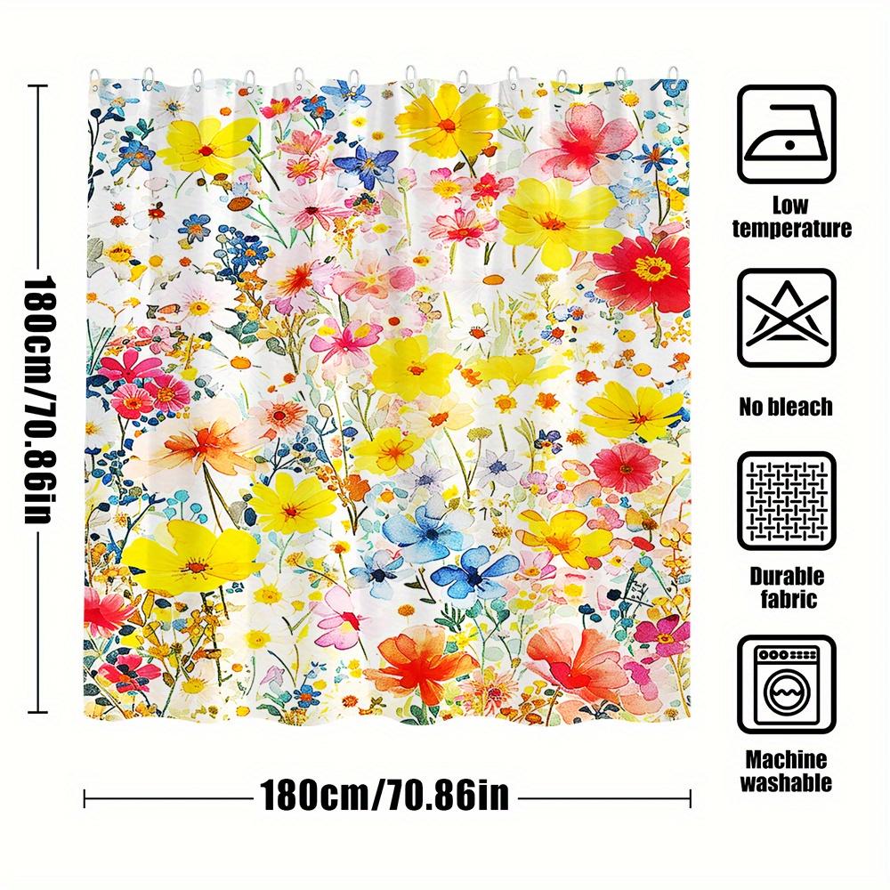 

Vibrant Floral Shower Curtain - Colorful Polyester, Lush Garden Design with Greenery Accents, Perfect for Bathroom Decor W90XH180cm