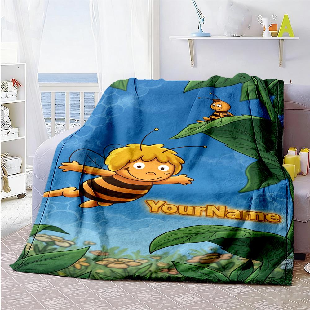Biene Maja Customize Text Blanket Multi-purpose Customizable Blanket Warmthful Decor for Sofa Livingroom Office Chair Living Room